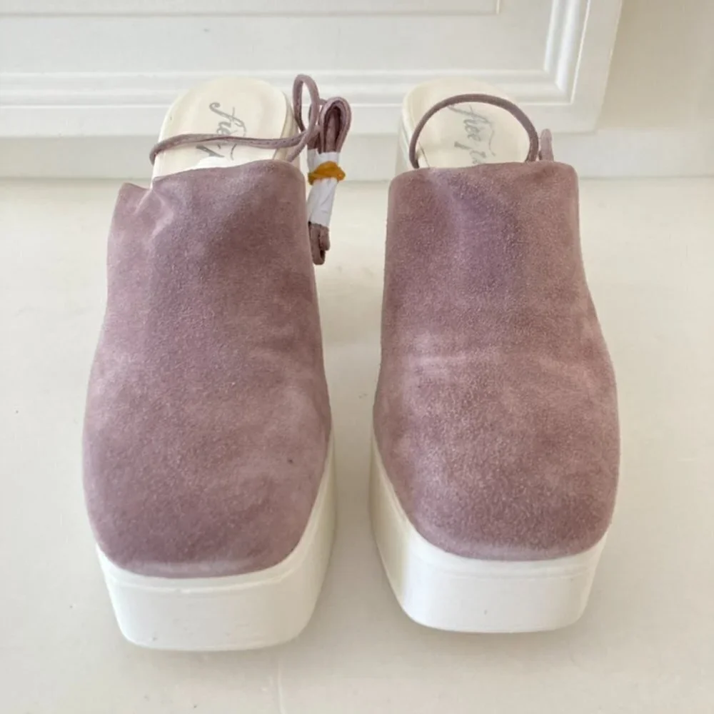 Free People Lace Up Purple Suede Platforms Sz 38 - Picture 4 of 8